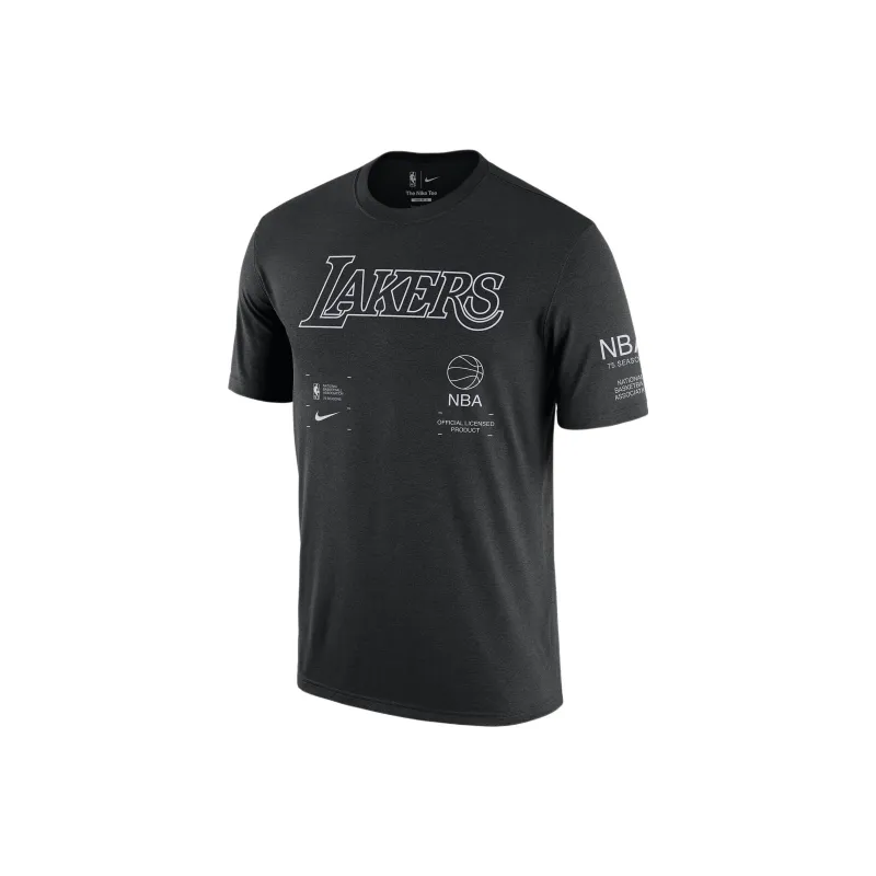 Nike NBA Los Angeles Lakers Courtside Logo Print Crewneck T-shirt Black-0