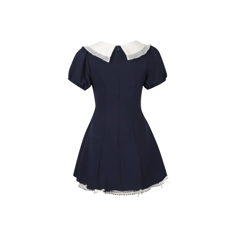 Nooidea Official Short Sleeved Dresses Women's Navy Blue-1