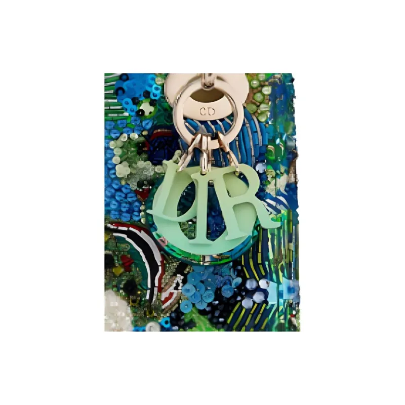 DIOR Zhang An Collaboration Lady Dior Cow Leather Shoulder Bag Crossbody Bag Handbag Mini Women's Multicolor/Green-4