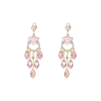 Peach Tea Zircon Earrings Women's