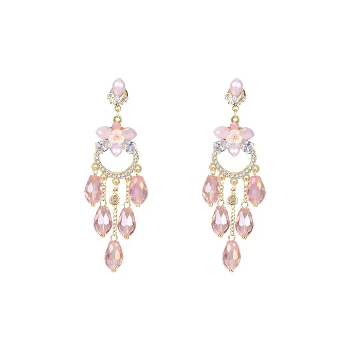Peach Tea Zircon Earrings Women's-0