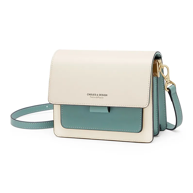 CNOLES Cow Leather Crossbody Bags Shoulder Bags Women's Fashion Blue White-24