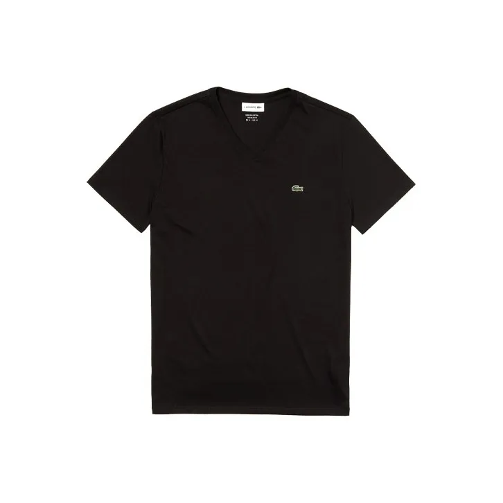 LACOSTE Logo patch V neck Cotton T shirt-0