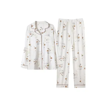 Ordifen Pajama Set Women's White Floral