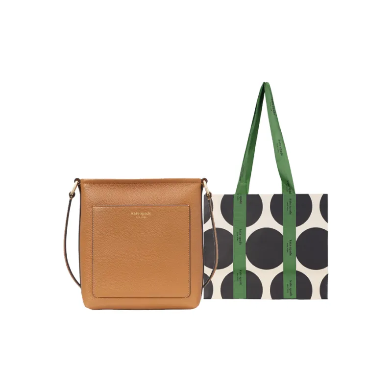 Kate Spade Litchi Grain Leather Shoulder Bag, Crossbody Bag Small Size Women's Caramel-0