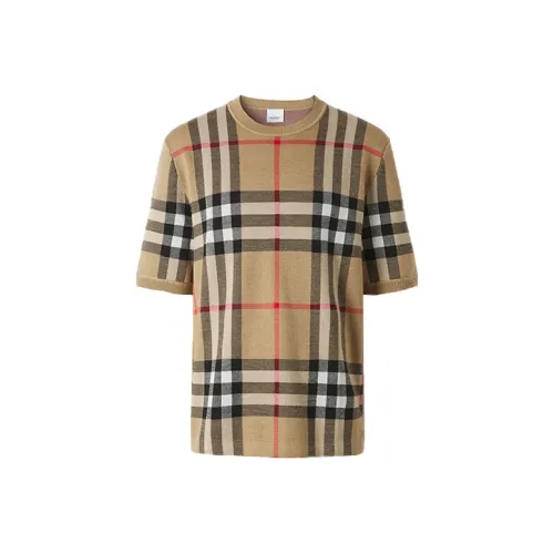 Burberry Short sleeve Check Silk Wool Jacquard Top