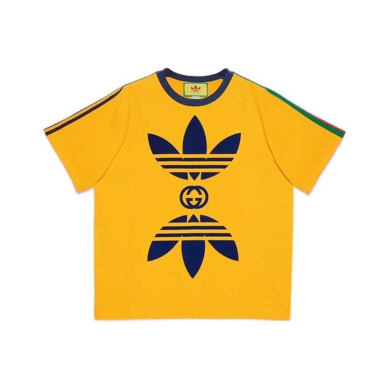 GUCCI X Adidas Originals SS22 Cotton Jersey T-Shirt Yellow-0