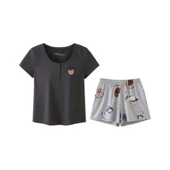 JINGYUN Deep Pajama 70 Pajama Set Women's Bean Gray
