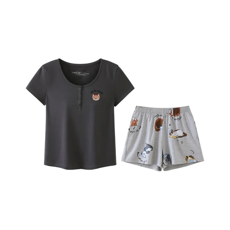 JINGYUN Deep Pajama 70 Pajama Set Women's Bean Gray-0