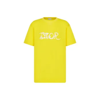 DIOR Quarterly New Products Drop Shoulder Sleeve T Shirt Men's Yellow