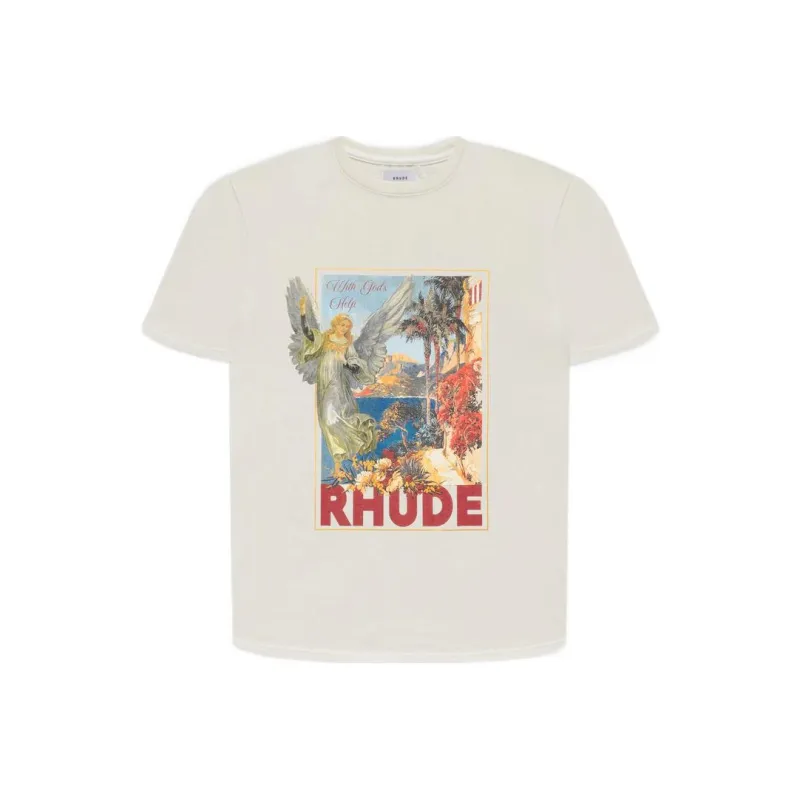 RHUDE T Shirts Unisex Ecru-0
