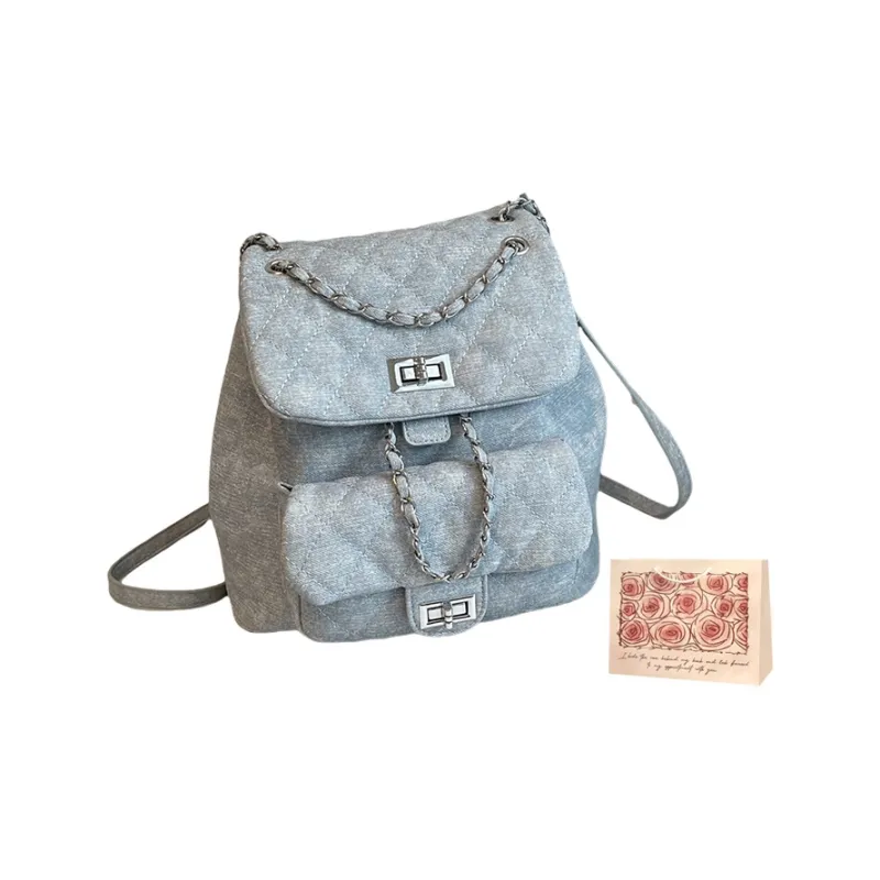 Rainbow Girl Denim Backpack Regular Women's Multicolor-2