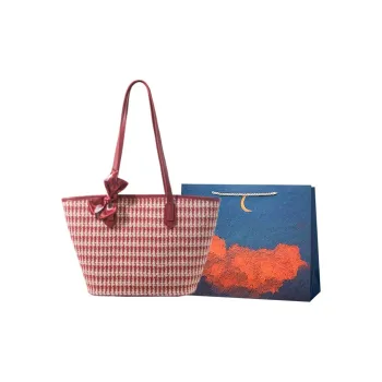 Elsvet PU Handbag Regular Women's Houndstooth Red