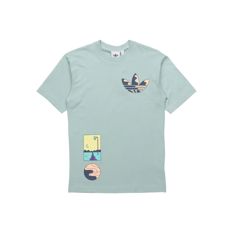 Adidas Originals T Shirt Men's Gray Green-0