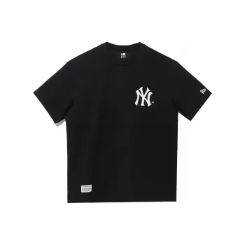 New Era X MLB New York Yankees Logo Letter Print Crewneck T Shirt Black