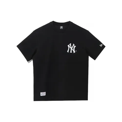 New Era X MLB New York Yankees Logo Letter Print Crewneck T Shirt Black