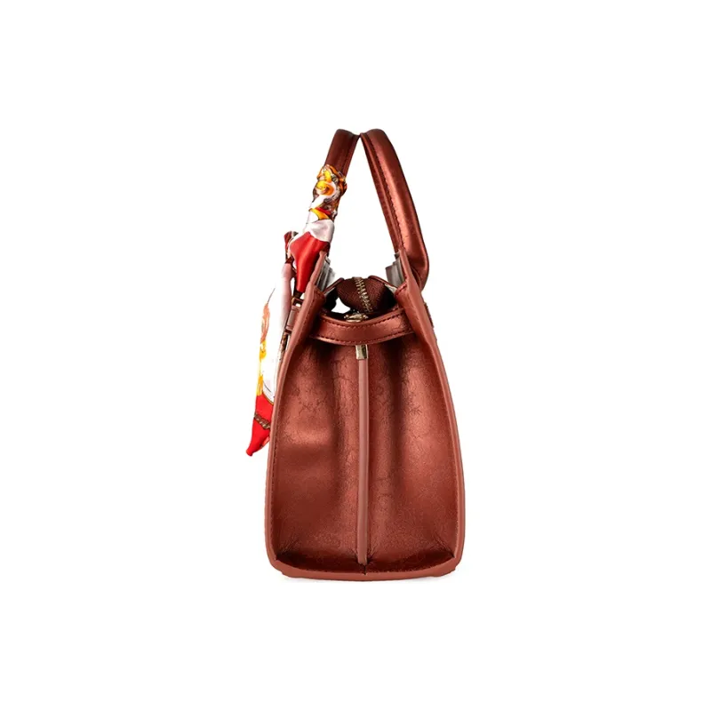 Vigno Synthetic Leather Portable Tote Women's Bag, One Shoulder, Crossbody Women's Red-4