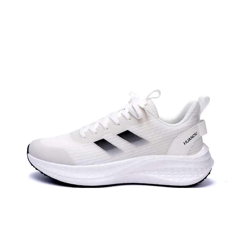 HUANQIU Anti Slip And Wear Resistant Height Increasing Low Top Casual Running Shoes Men's White-0