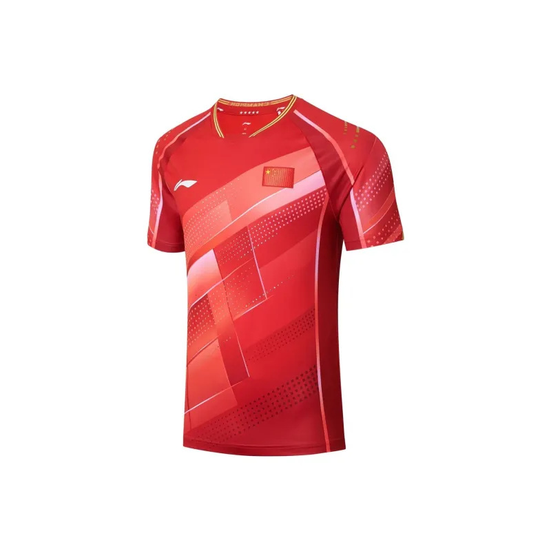 LiNing Table Tennis Series T Shirt Men's Cherry Total Crimson-0