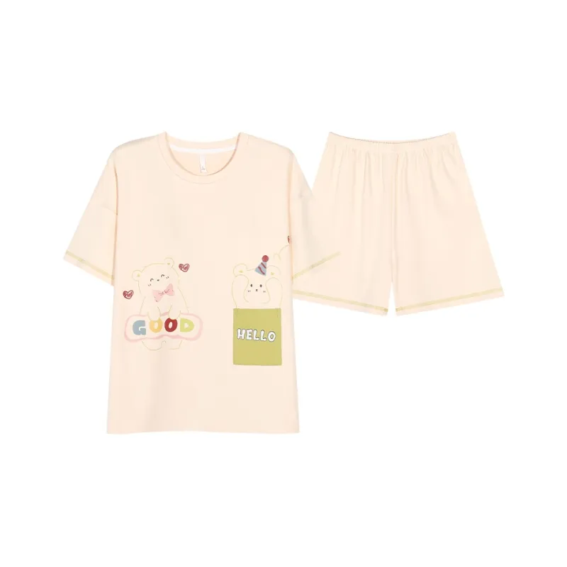 CHUDUAN Pajama Set Women's Apricot-0