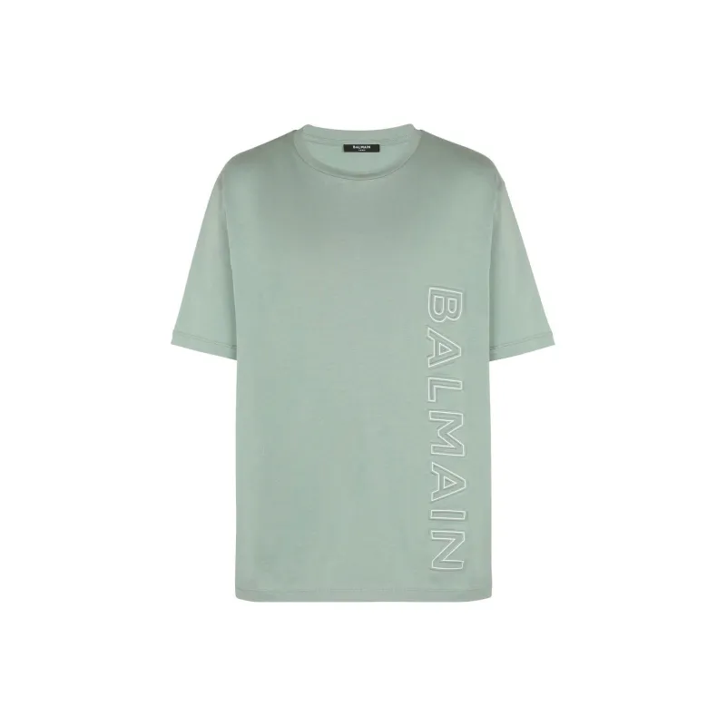 BALMAIN Logo Embossed Crewneck T Shirt-0
