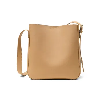 Teenmix Cow Leather With Microfiber Synthetic Leather Bucket Bag, Shoulder Bag Women's Milk Tea Apricot