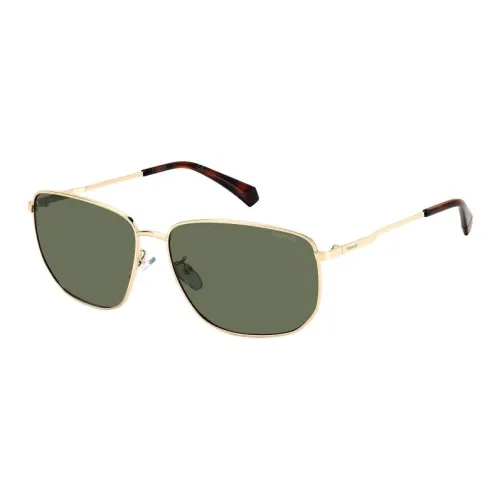 Polaroid Stainless Steel Metal Rectangular Sunglasses Men's Gold