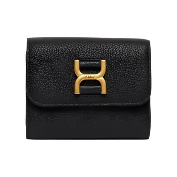 Chloe Marcie Grained Calfskin Wallet, Card Holder Small Size Women's Black