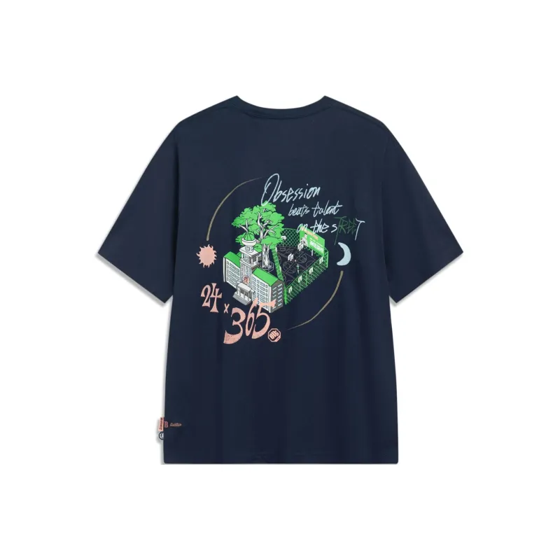 LiNing Badfive T Shirt Unisex Dark Marine Blue-0