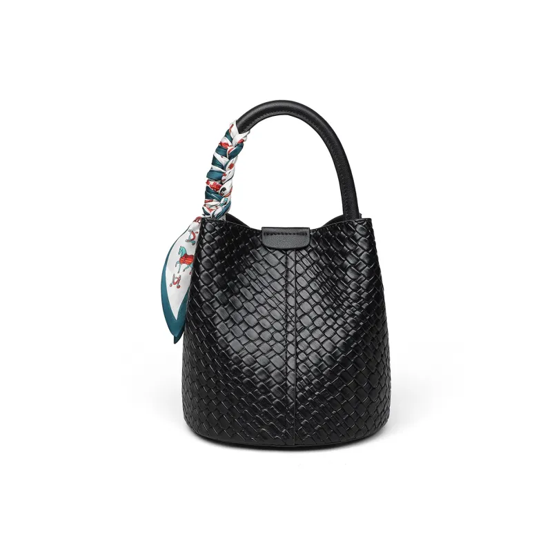 VINEY Synthetic Leather Handbag Shoulder Bag Crossbody Bag Bucket Bag Regular Women's Black-4