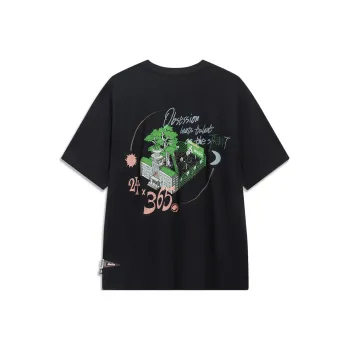 LiNing Badfive Drop Shoulder Sleeve T Shirt Unisex Black