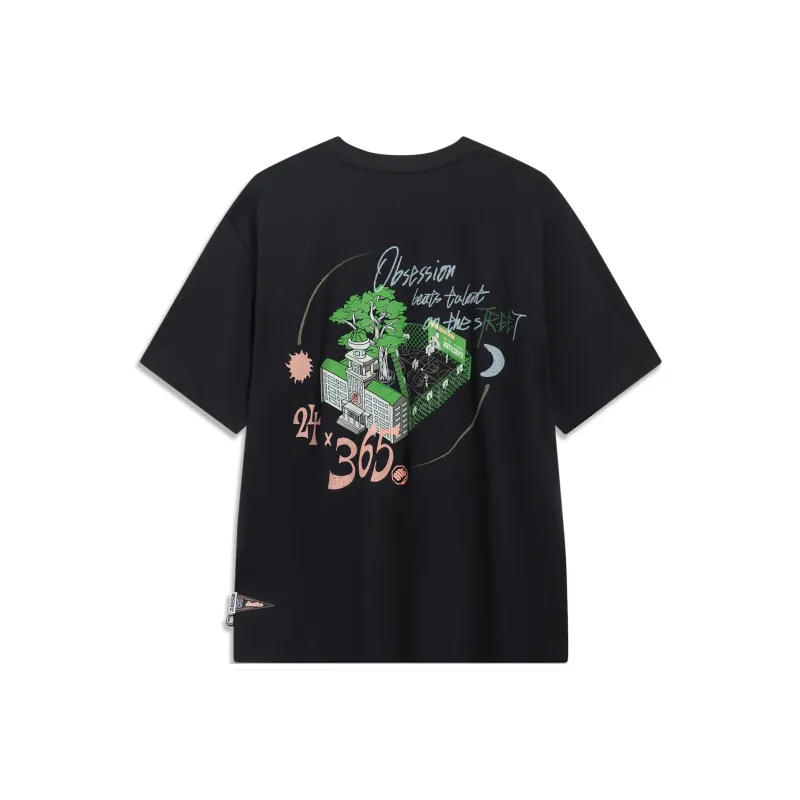 LiNing Badfive Drop Shoulder Sleeve T Shirt Unisex Black-0