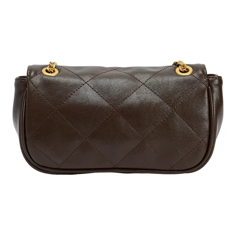 URBAN REVIVO Artificial Leather Crossbody Bag Medium Size Women's Dark Red Brown/Black-2