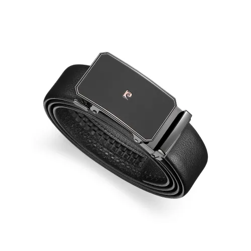 PIERRE CARDIN Top Grain Cow Leather Belts Men's Black 3.45CM