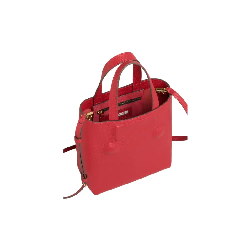 MARNI Trunkaroo Matte Calfskin Tote Bag, Shopping Bag, Shoulder Bag, Handbag Trumpets Women's Red-4