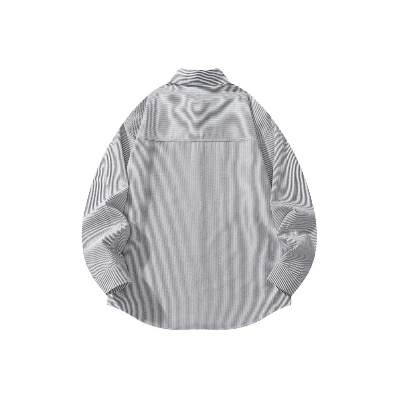 BRUMAIRE Shirt Unisex Denim Blue White Stripes Comes With Brooch-3