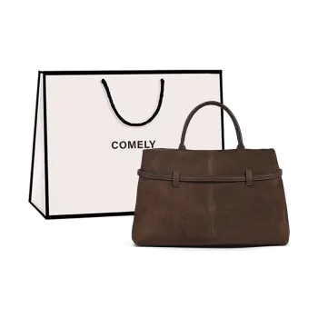 COMELY Cow Leather Briefcase Handbag Shoulder Bag Crossbody Bag Regular Women's Coffee/Black