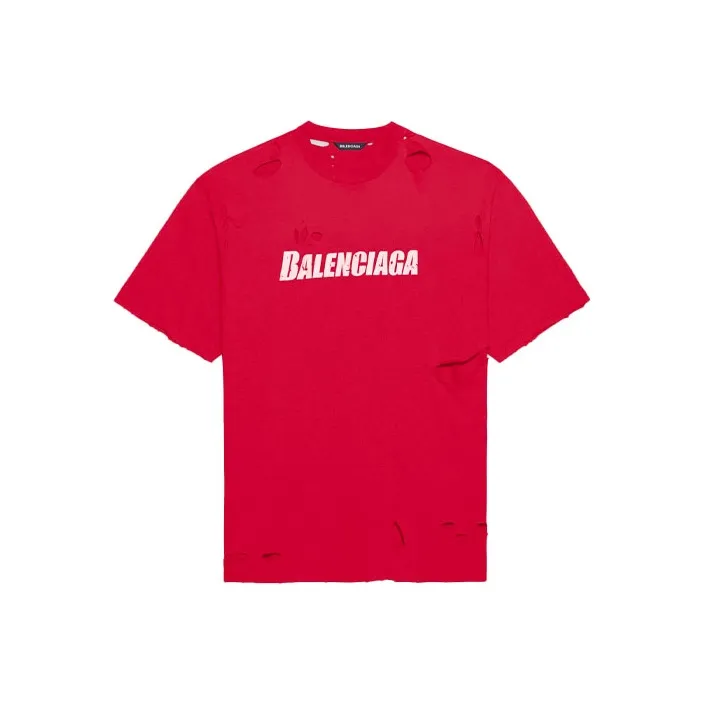 Balenciaga Caps Destroyed Flatground T-shirt - POIZON