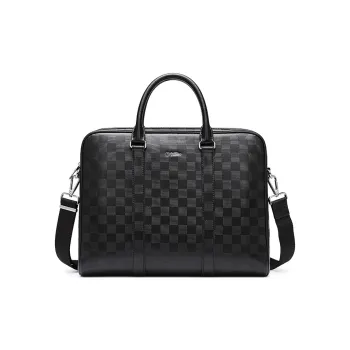 GOLDLION Top Grain Genuine Leather Laptop Bag Handbag Large Size Men's Black