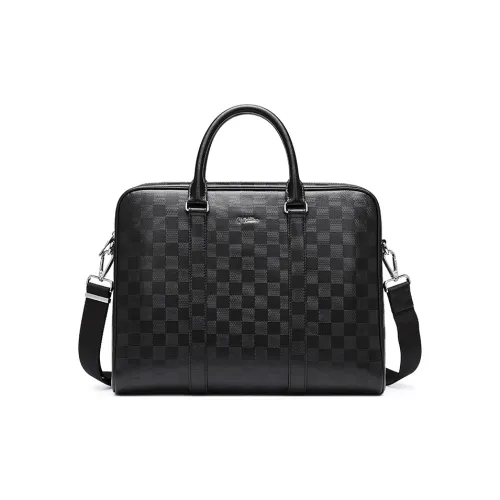 GOLDLION Top Grain Genuine Leather Laptop Bag Handbag Large Size Men's Black