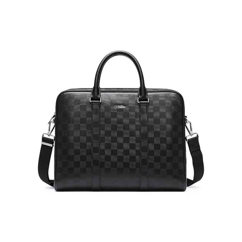 GOLDLION Top Grain Genuine Leather Laptop Bag Handbag Large Size Men's Black-0