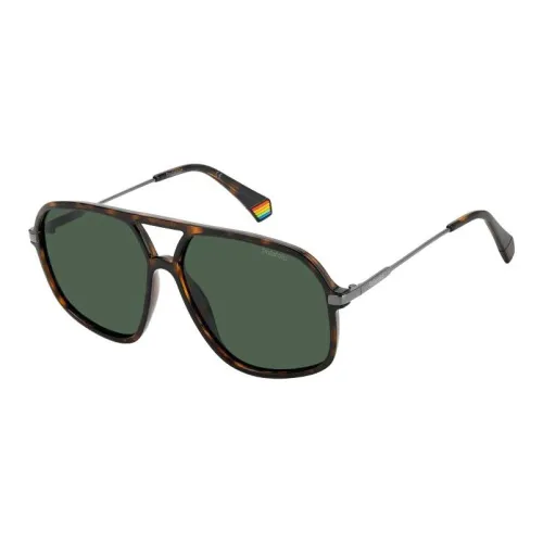 Polaroid Plastic Aviator Sunglasses Men's Havana