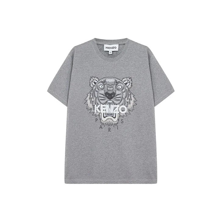 KENZO Classic Tiger Head T Shirts Men Gray-0