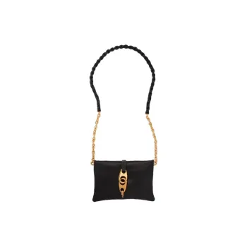 TF Satin Shoulder Bag Small Size Women's Black