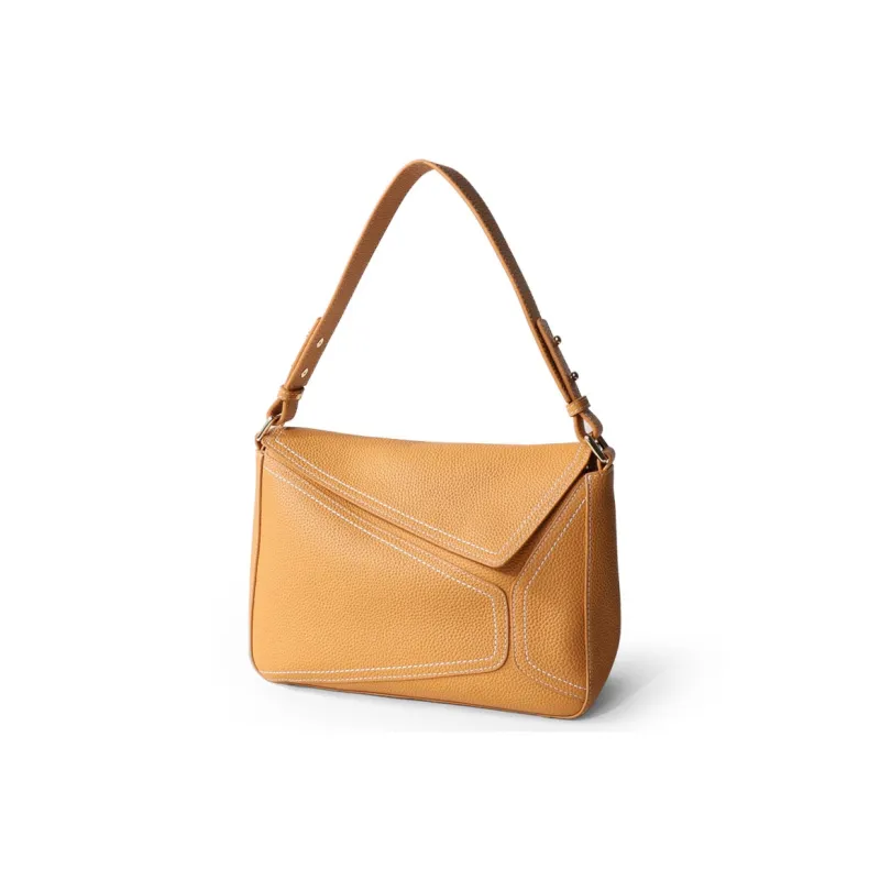 MINIBIRD Top Grain Cow Leather Geometric Shoulder Bag, Crossbody Bag Medium Size Women's Multicolor-5