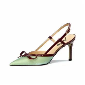 Be Good Slim Heel High Heels Women's Satin Green Gift Box Set