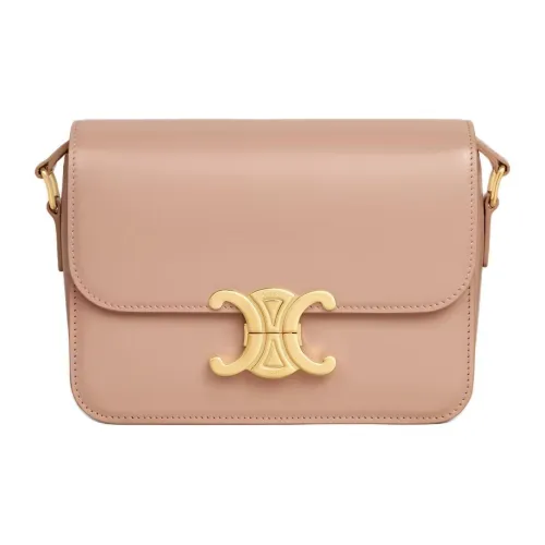 CELINE Triomphe Calfskin Crossbody Bag Shoulder Bag Women's Soft Peach