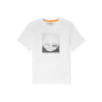 Timberland Drop Shoulder Sleeve T Shirt Men's White