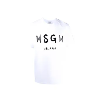 MSGM Logo Printed Crew Neck T Shirt