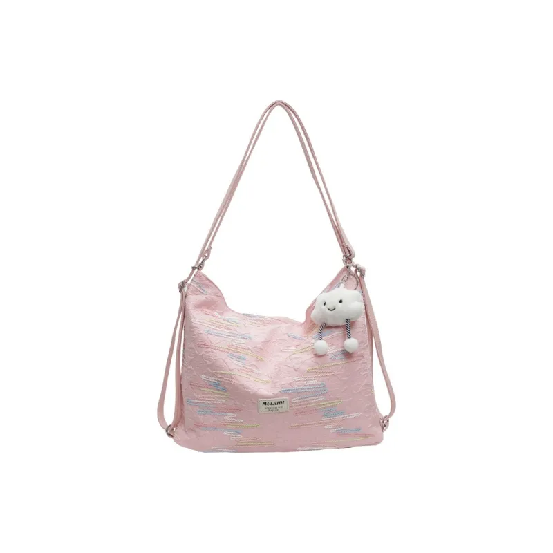 BALANG Fabric Shoulder Bag Regular Women's White/Black/Pink-3